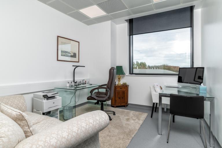 Consultation area of Scottish Brain Sciences lab fitout with view