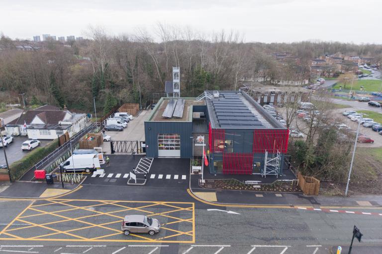 Blackley Fire Station, aerial view Greater Manchester Fire & Rescue Service