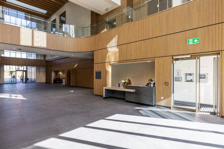 Mass timber receiption area