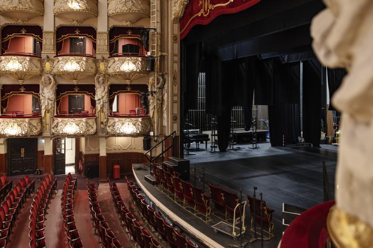 Stage and stalls from the box at the refurbished King's Theatre, delivered by Robertson