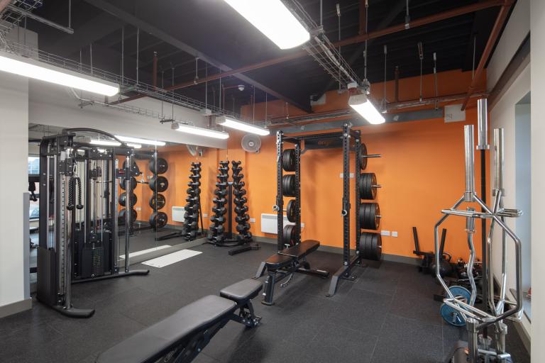 Fire station interior gym