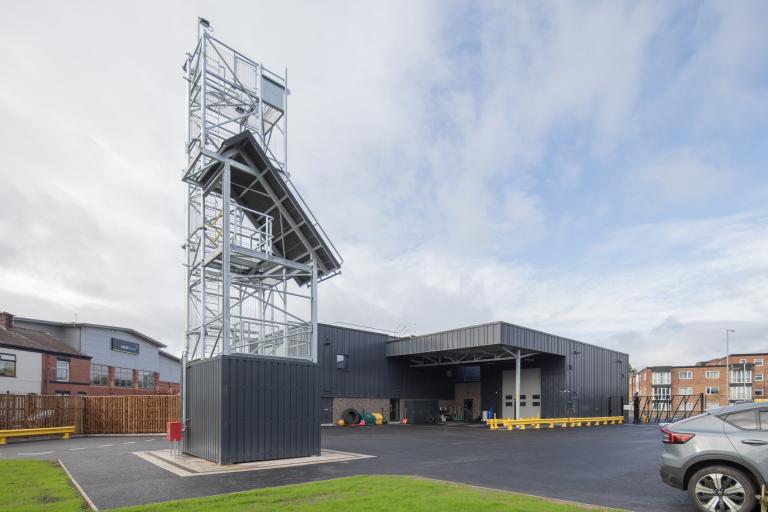 Fire station exterior training tower