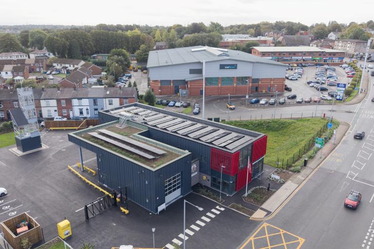 Fire station exterior from the air