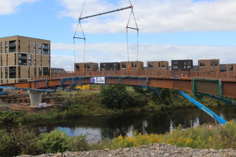 Bridge between legacy housing and Cuningar Woodland Park