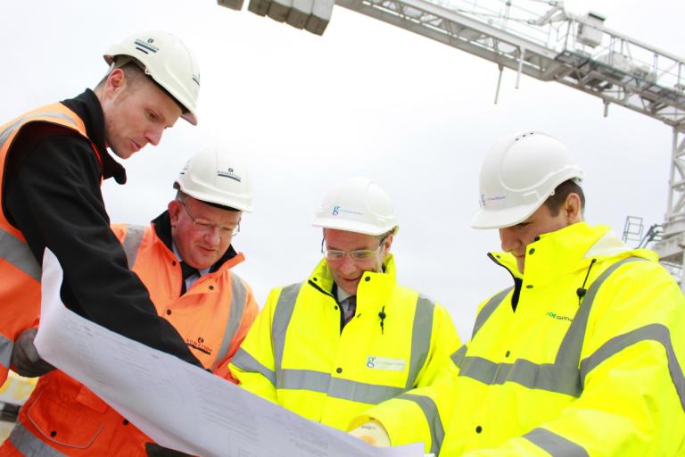 The Robertson team, including Derek Shewan, on site at The Albus