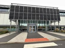 Solar panels on outside of the AMRC Net Zero Building in Sheffield