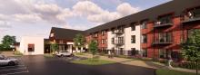Computer graphic of extra care homes project to be constructed by Robertson