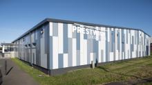 Refurbished leisure centre exterior, delivered by Robertson Construction