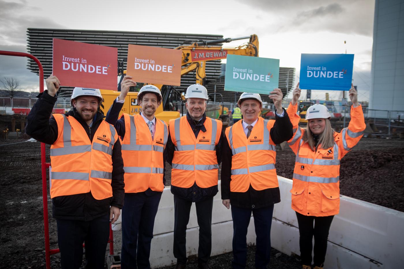 Site 6 Ministerial Visit on-site at James Husband House, where Robertson Construction Tayside is delivering a Grade A working environment for Dundee City Council