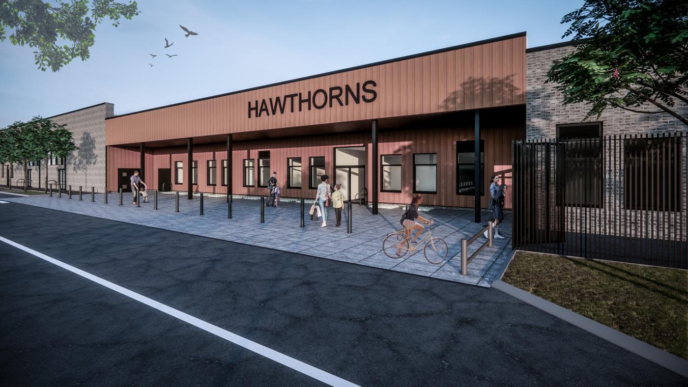 Artist impression of the new Hawthorns Primary School's front entrance