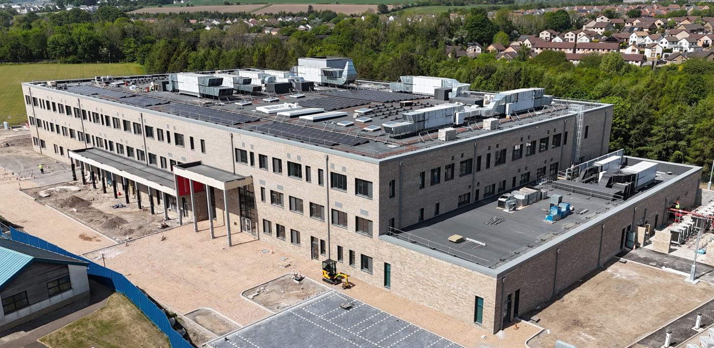 Drone capture of Monifieth Learning Campus, taken in May, by Robertson Construction Tayside