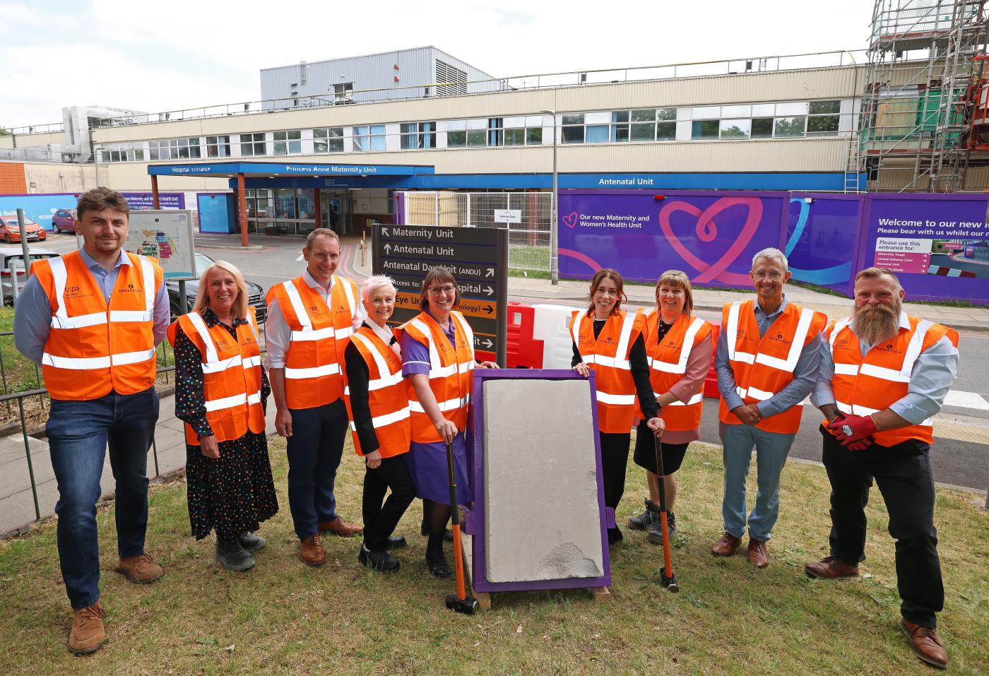 Robertson Construction North West and NHS Trust outside Royal Hospital Bolton's groundbreaking for £38m works