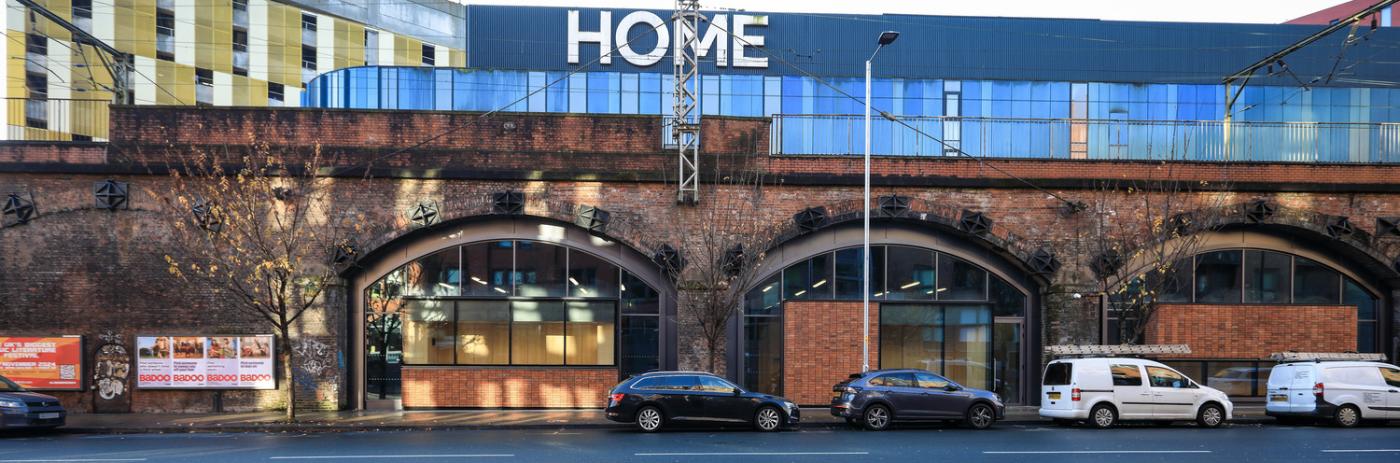 External view of Manchester railway arches refurbished into HOME Arches artist studios