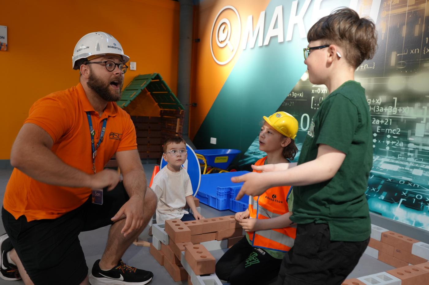 Children playing at the Robertson Construction Eastern sponsored exhibition space at Aberdeen Science Centre